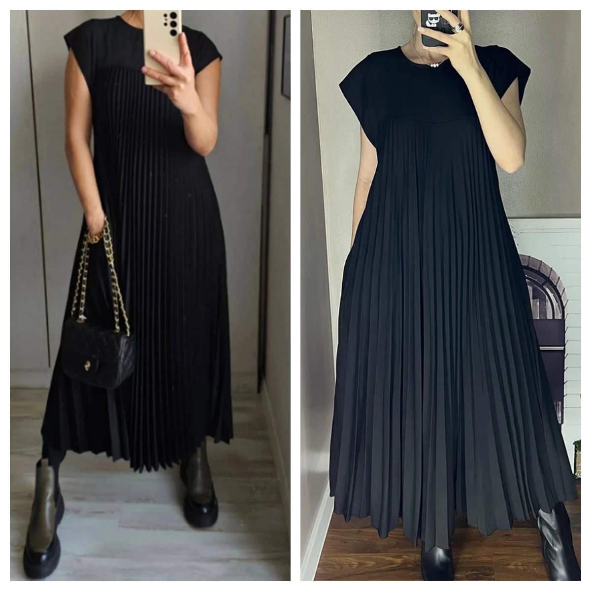 💕Vestido plisado de mujer en color liso👗-ES