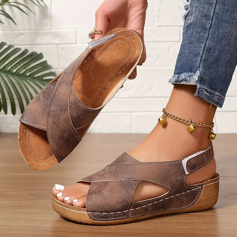 Sandalias vintage nuevas, sandalias de cuña resistantes-ES