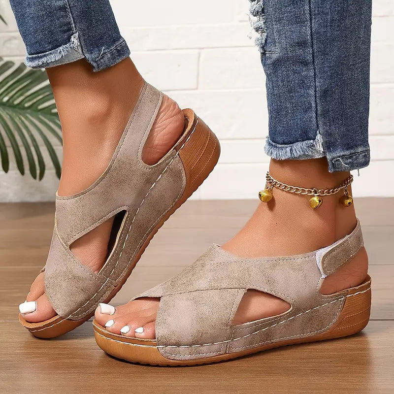Sandalias vintage nuevas, sandalias de cuña resistantes-ES