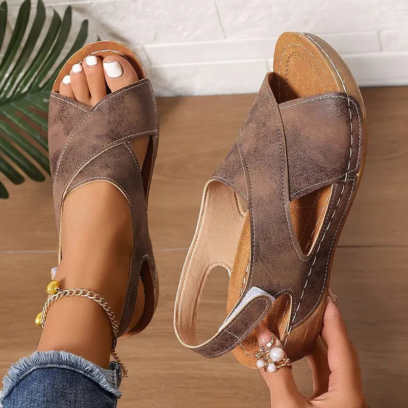 Sandalias vintage nuevas, sandalias de cuña resistantes-ES