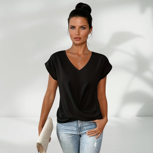 👚Elegantiški marškinėliai V formos iškirpte✨-LT