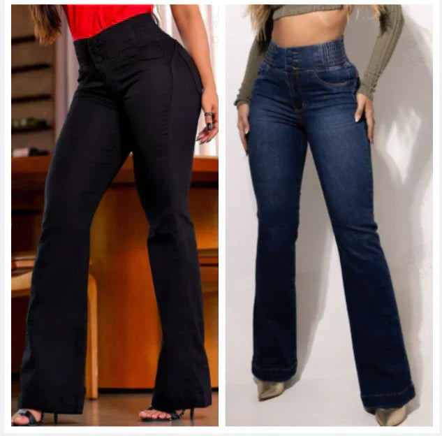👖Vaqueros elásticos de cintura alta-ES