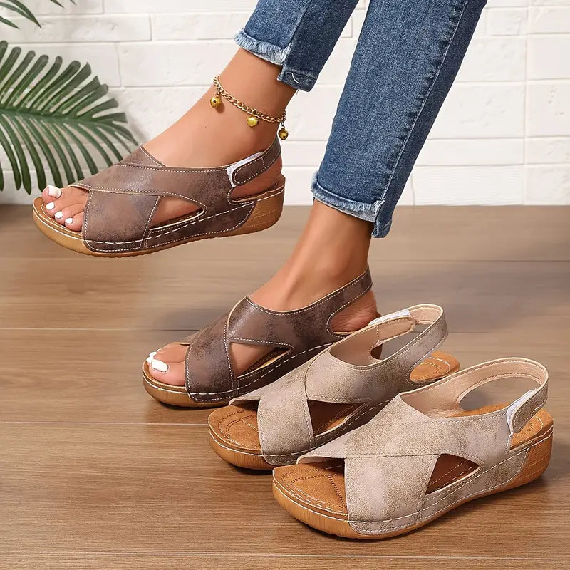 Sandalias vintage nuevas, sandalias de cuña resistantes-ES