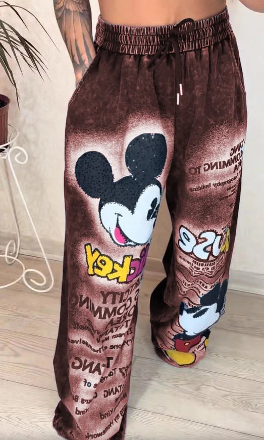 Μοντέρνο τζιν με φαρδιά μπατζάκια σε έντονο χρώμα του κεραμιδιού-GR