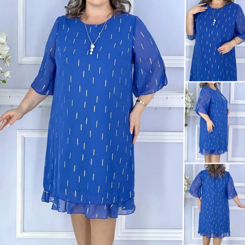 Laisvos, lengvos, elegantos ir raštuotos ir raštuotos obleke-LT