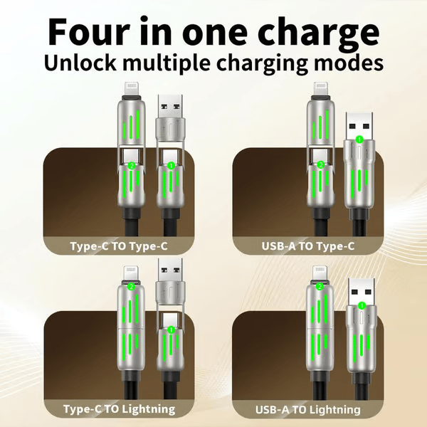 🔥4 v 1 USB polnilni kabel, hitro polnjenje⚡-GR