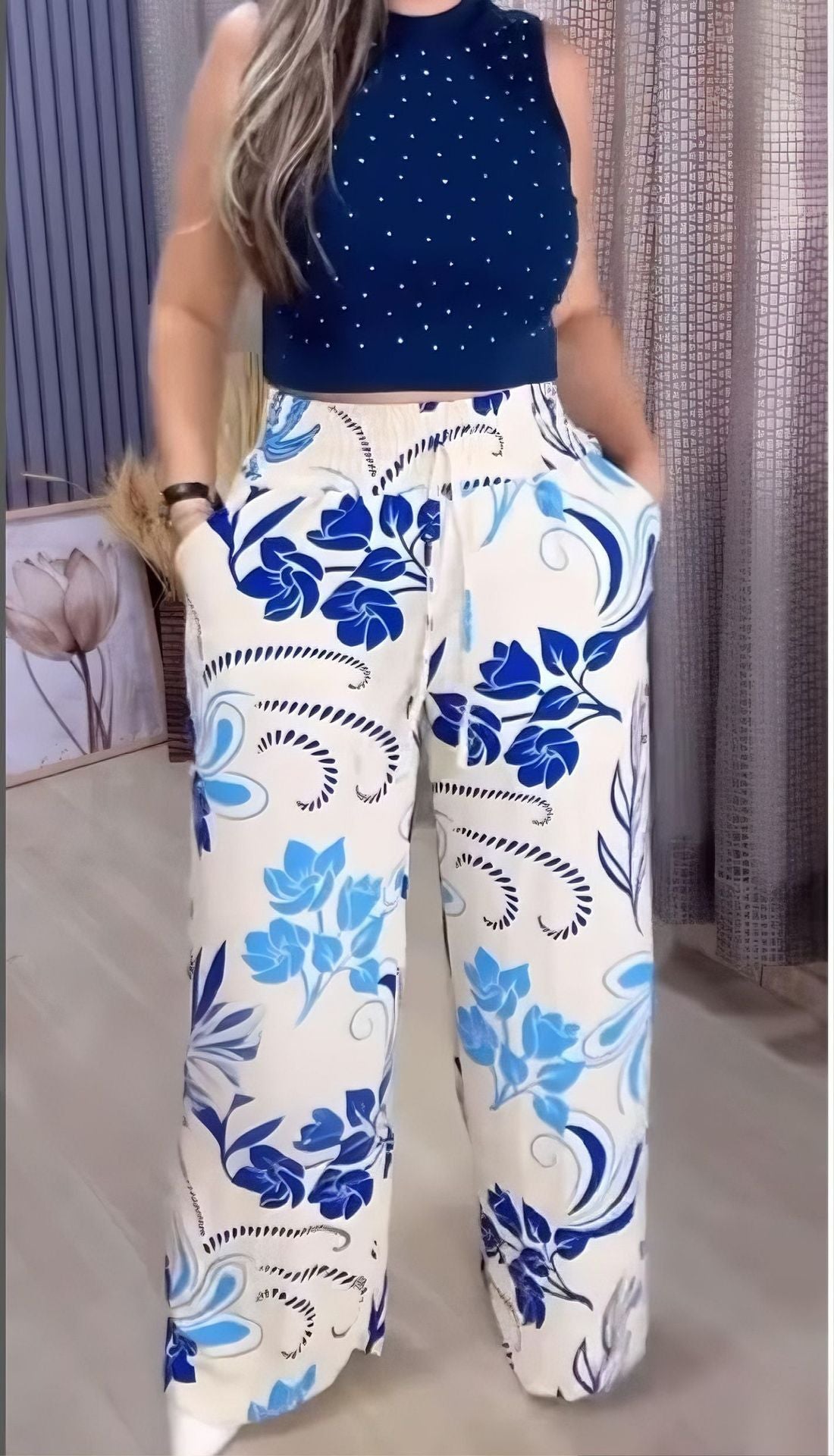 Καλοκαιρινό νέο παντελόνι με φαρδιά στάμπα 2025-GR