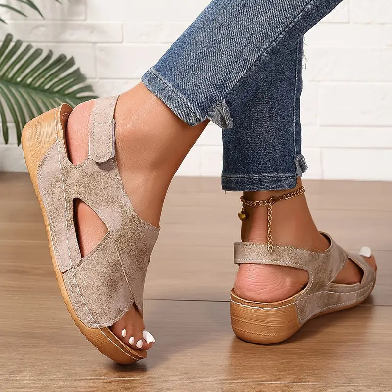 Sandalias vintage nuevas, sandalias de cuña resistantes-ES