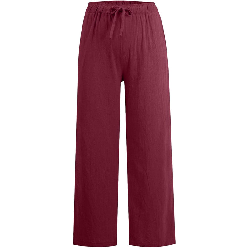 💟Pantalón de verano para mujer con pernera ancha, confeccionado en algodón y lino✨-ES
