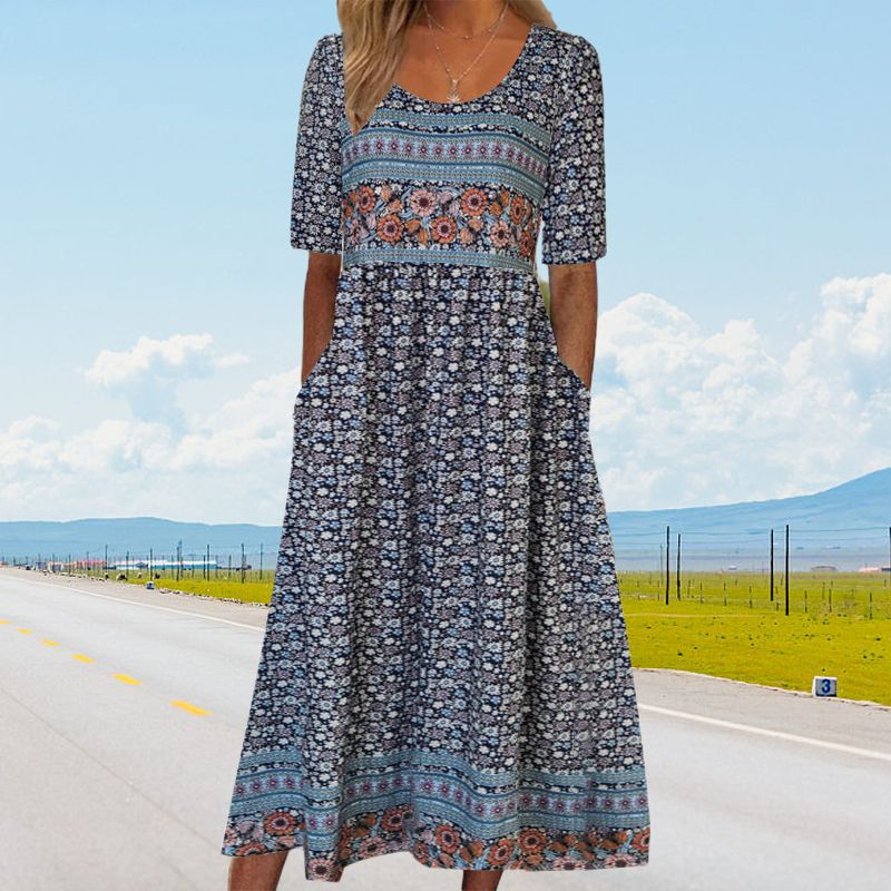 🌸Elegantna ženska obleka v boho vzorcu-LT