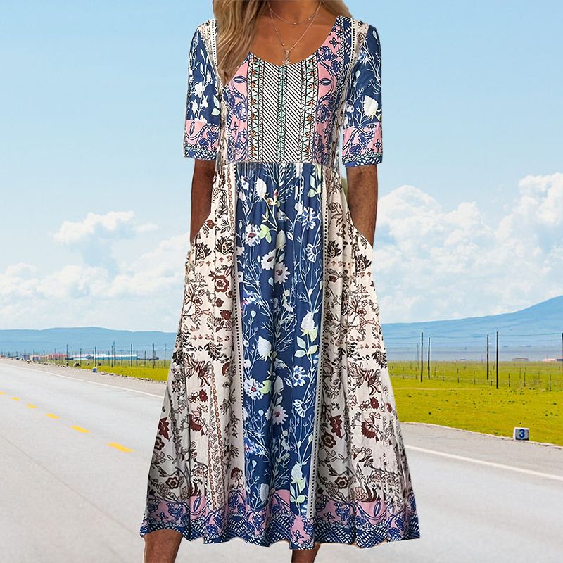 🌸Elegantna ženska obleka v boho vzorcu-LT