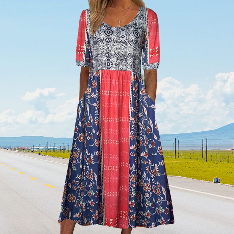 🌸Elegantna ženska obleka v boho vzorcu-LT