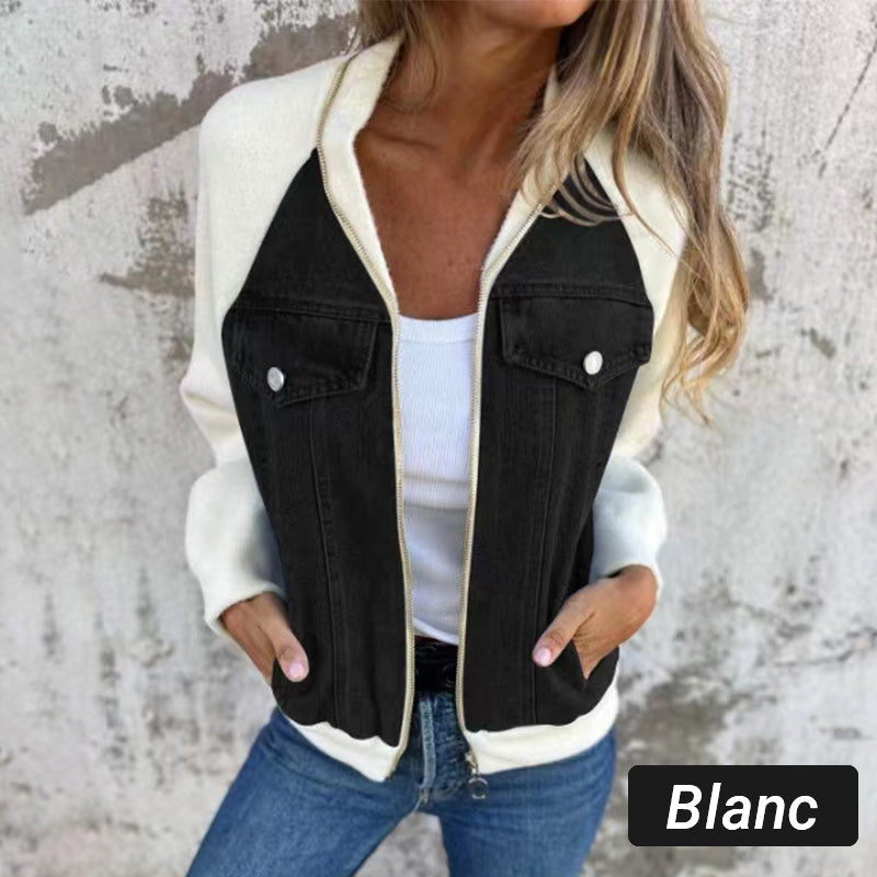 🔥Nova modna ženska jakna s kreativnim denim tkanjem-SI