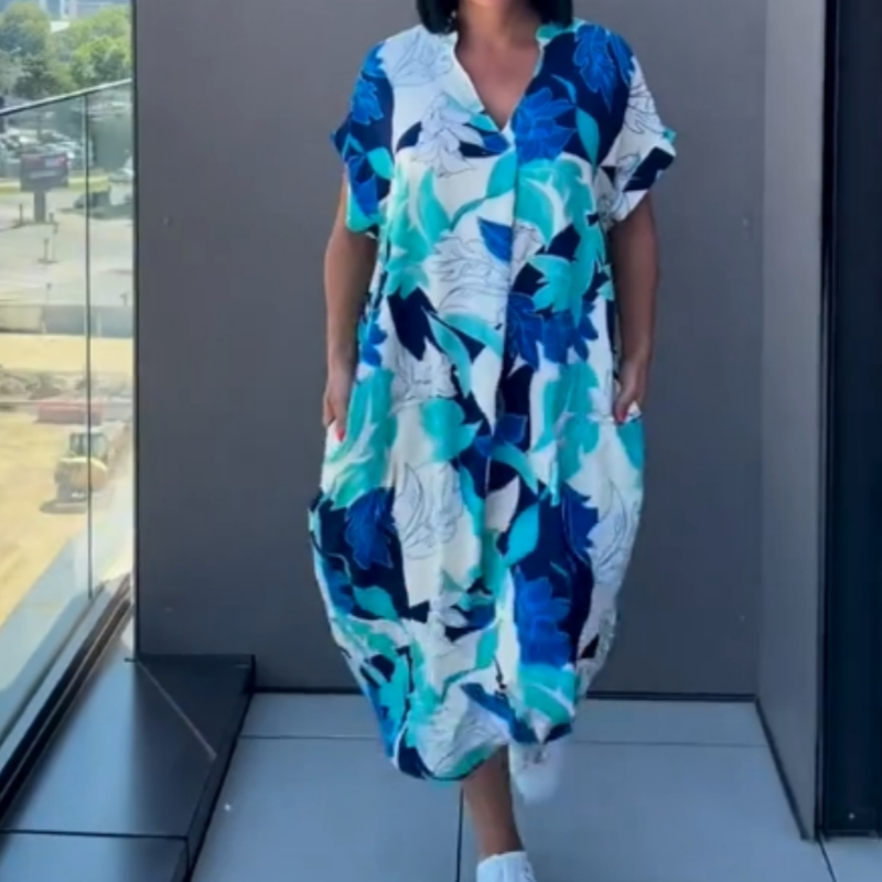 🌿Ženska elegantna obleka su V formos iškirpte-LT