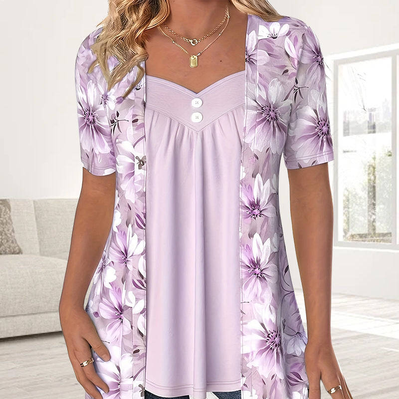 👚Ženski top z nepravilnimi cvetovi✨-GR