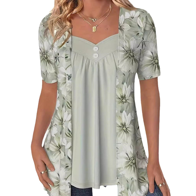 👚Ženski top z nepravilnimi cvetovi✨-GR