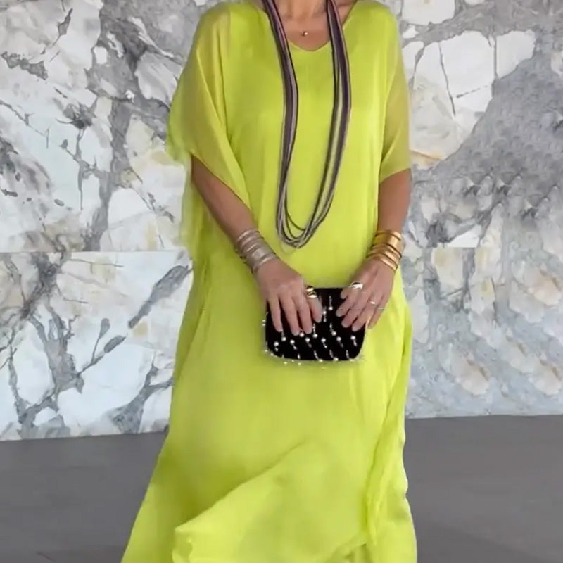 Materinska hävuojanti laisva V formos kaklo maxi dress-LT