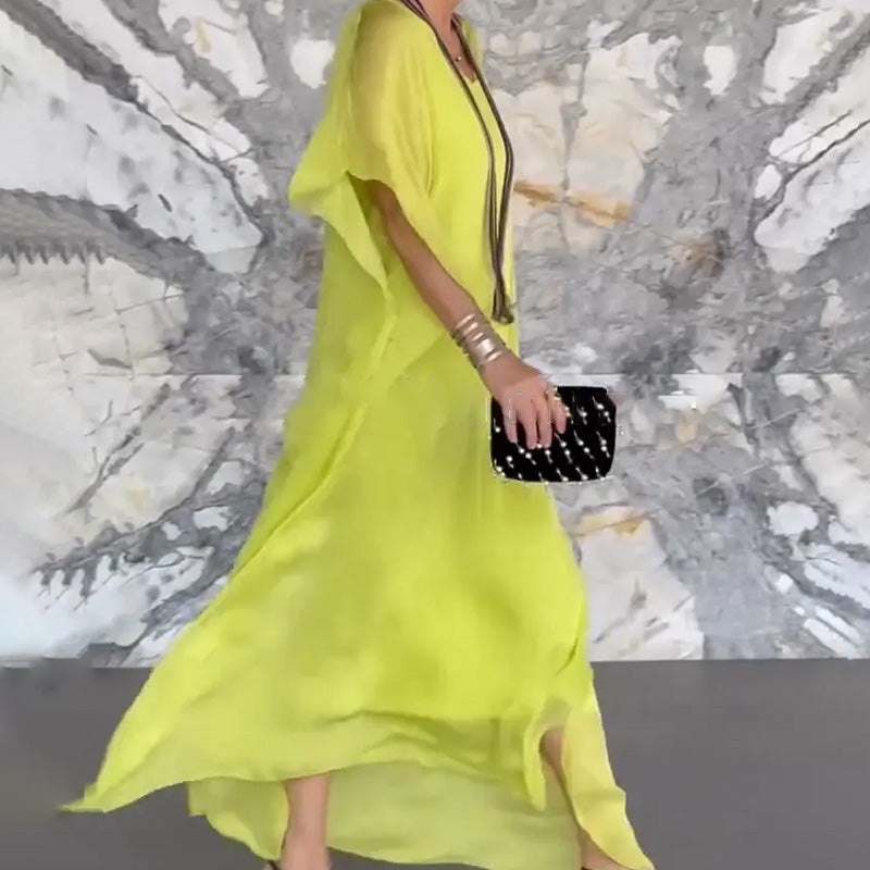 Materinska hävuojanti laisva V formos kaklo maxi dress-LT