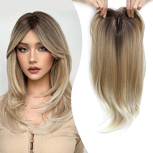 Peluca de capas superiores con flequillo para mujeres con cabello fino.-ES
