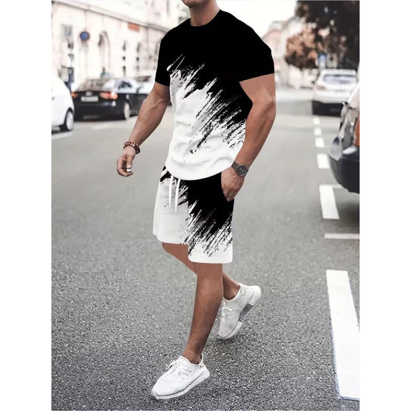 Izstopajte z dinamičnim 3D-tiskom – moški poletni dinamični komplet s potiskom. Plačilo po povzetju! 🔥-SI
