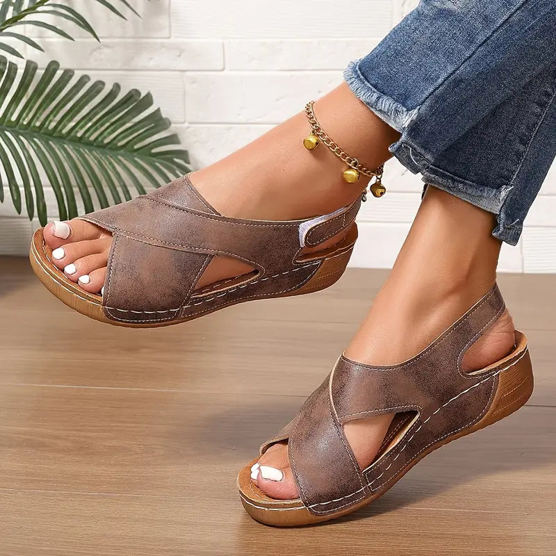 Sandalias vintage nuevas, sandalias de cuña resistantes-ES