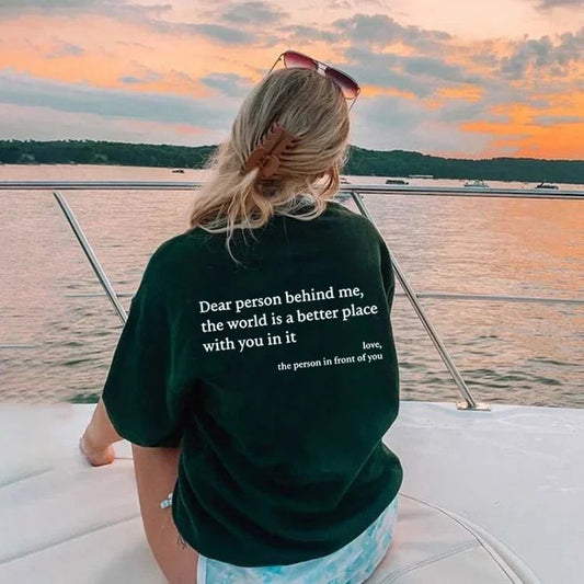 💥Nova unisex majica s potiskom "Draga oseba za mano" v veliki velikosti iz leta 2025-SI