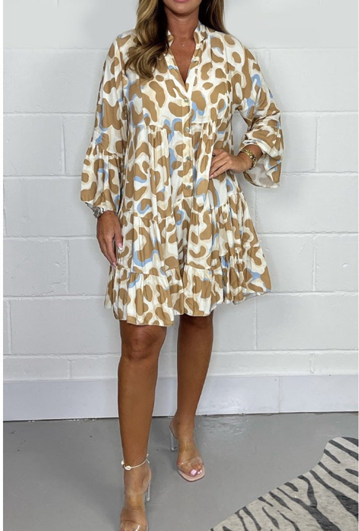 Άνοιξη και καλοκαίρι νέα plus size ακανόνιστα εμπριμέ φορέματα-GR