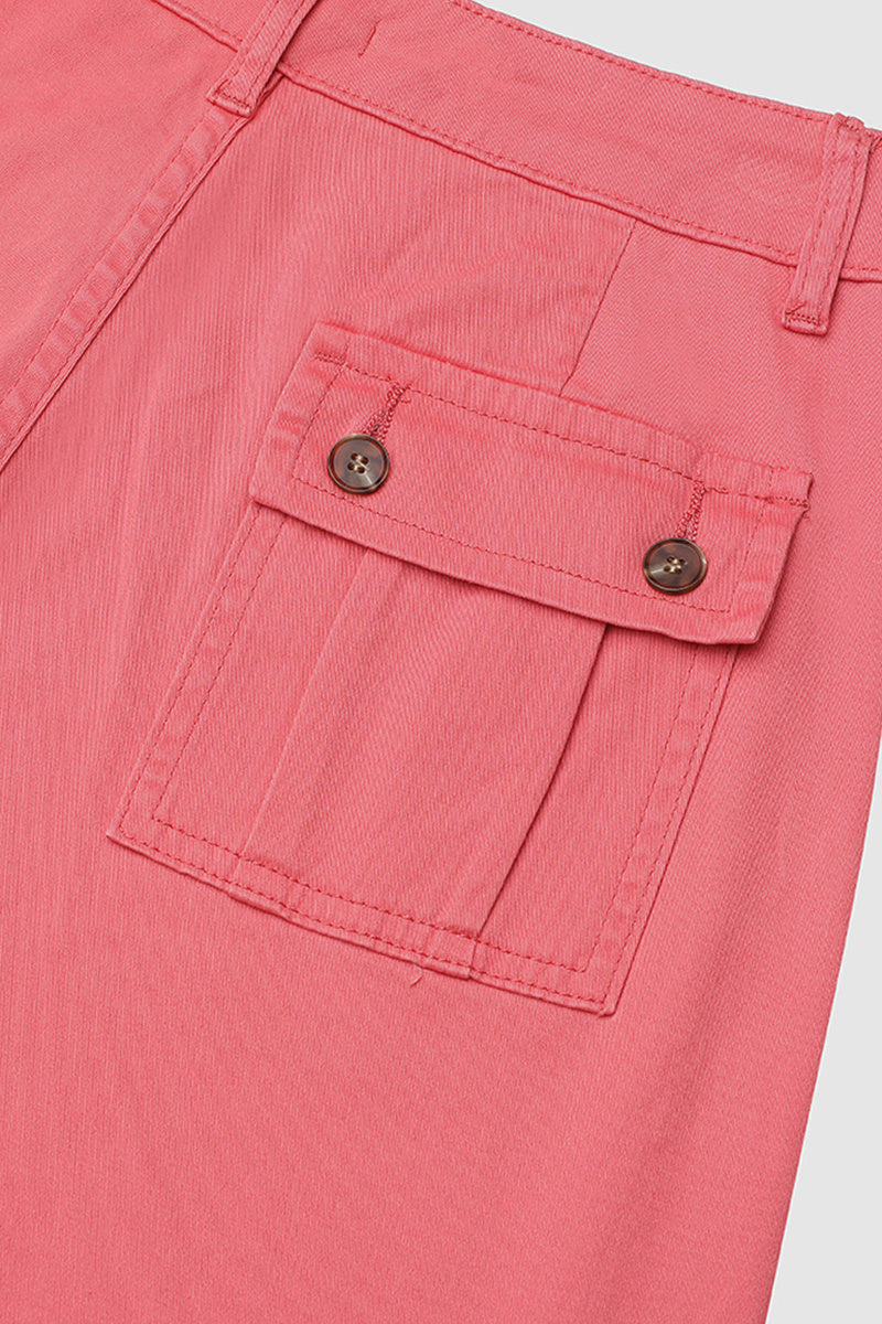 Παντελόνι κάπρι με τσέπες και ψηλή μέση, πιέτες στο κάτω μέρος και αρκετές τσέπες-GR