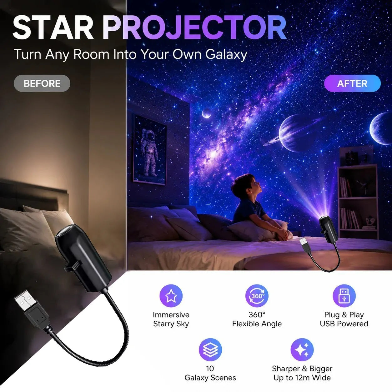 ✨ HD projektor zvjezdanog neba s funkcijom "uključi i koristi"-HR