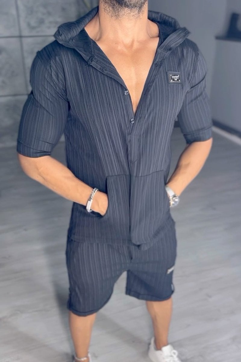 Εξαιρετικό ανδρικό σετ δύο τεμαχίων με κουκούλα-GR