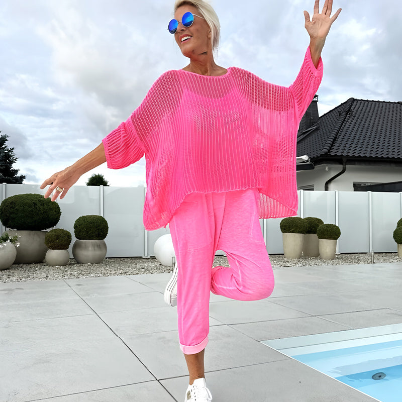 🌸Moteriškas kombinezonas + laisvas viršutinis sluoksnis su iškirpte-LT