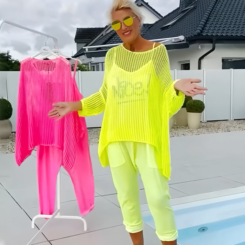 🌸Moteriškas kombinezonas + laisvas viršutinis sluoksnis su iškirpte-LT