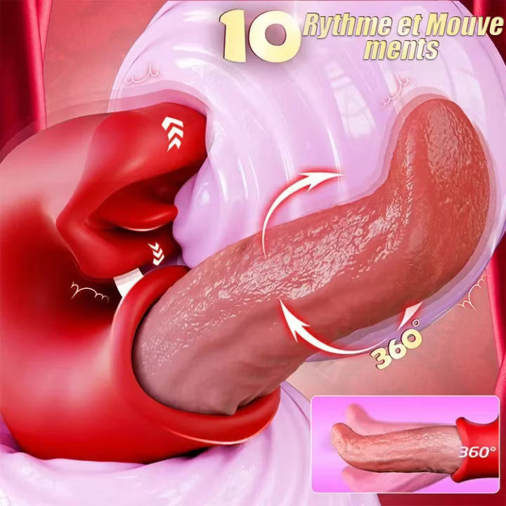 Arabella: consolador vibrador 3 en 1 con estimulación del punto G, el clítoris y la lengua, resistente al agua.-ES