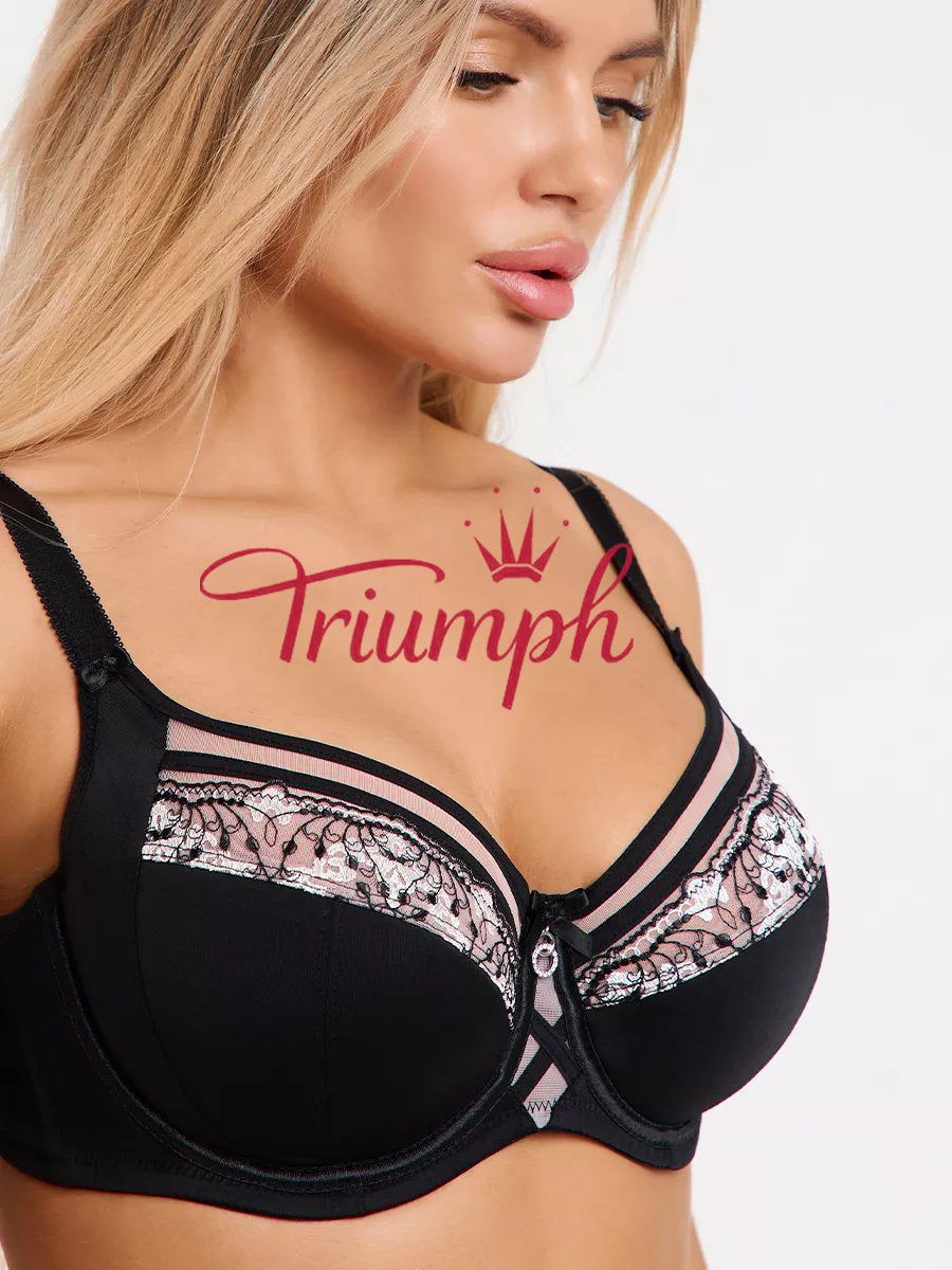 Triumph - (3 τεμάχια) Σουτιέν χωρίς μπανέλα για μεγάλα μεγέθη με δαντέλα-GR