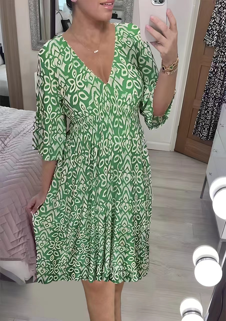 👗Mini Vestido estampado cuello pico-ES
