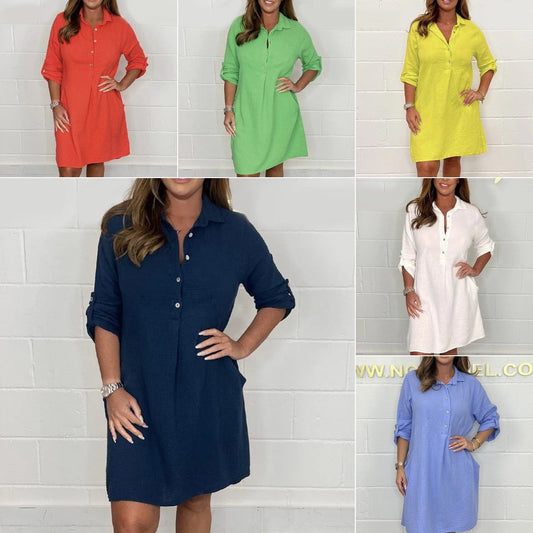 💝Moteriška vasarinė plius dydžio marškinių suknelė-LT