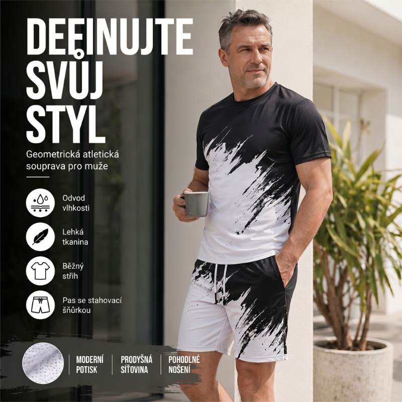 Izstopajte z dinamičnim 3D-tiskom – moški poletni dinamični komplet s potiskom. Plačilo po povzetju! 🔥-SI