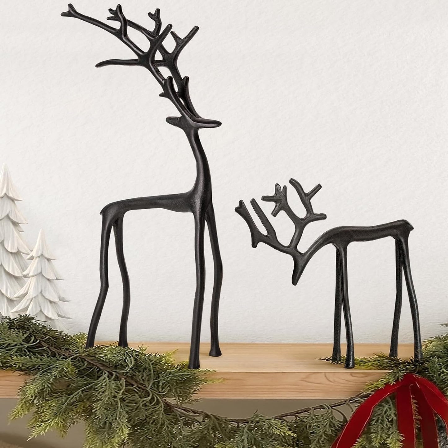 🎅 Éxito de ventas de Navidad 🦌 Figura de reno negro, decoración navideña-ES