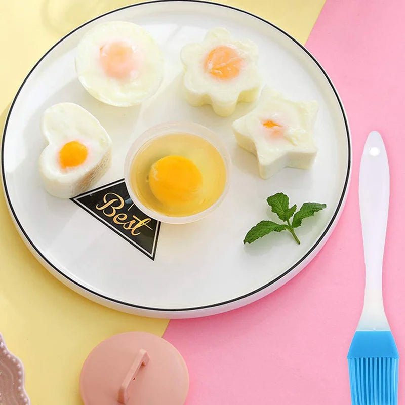 Žavi kietai virtų kiaušinių formelė🥚🥚 4 vnt/komplektas su teptuku-LT