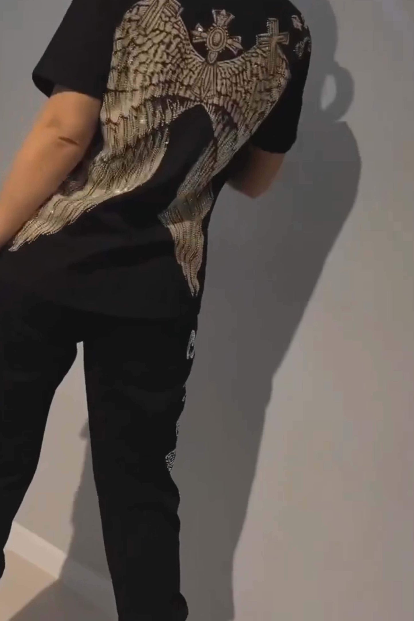 Γυναικείο σετ δύο τεμαχίων, τοπ και παντελόνι σε μοντέρνο ρομβοειδές σχέδιο-GR