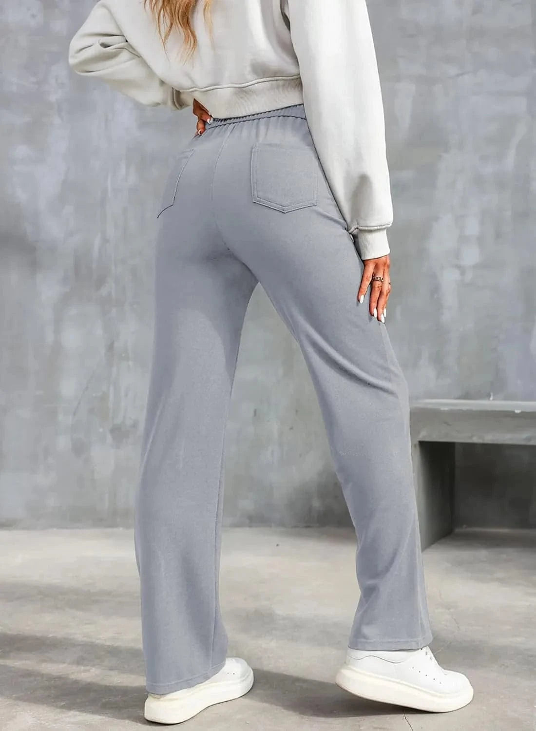 Ψηλόμεσο ελαστικό παντελόνι ελεύθερου χρόνου-GR