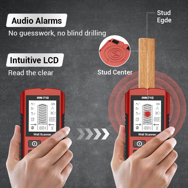 💯 6-v-1 večnamenski stenski detektor kovin s HD LCD zaslonom za prenosnik-GR 