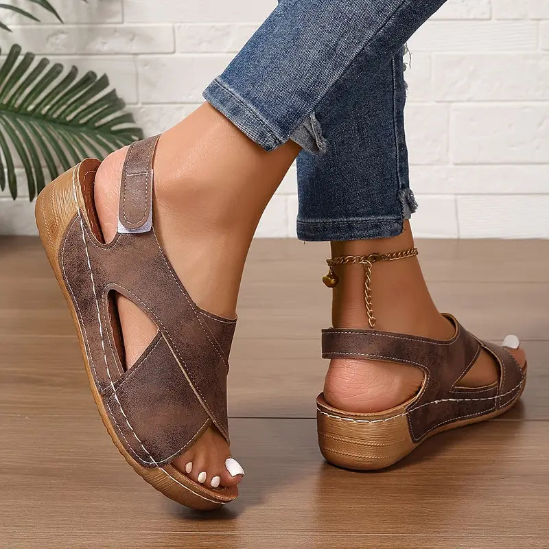 Sandalias vintage nuevas, sandalias de cuña resistantes-ES