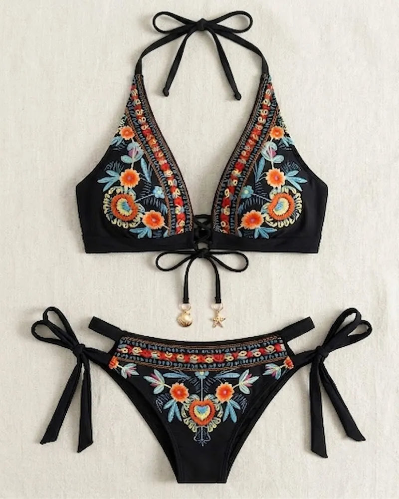 Ženski bikini set s etničkim cvjetnim printom-HR