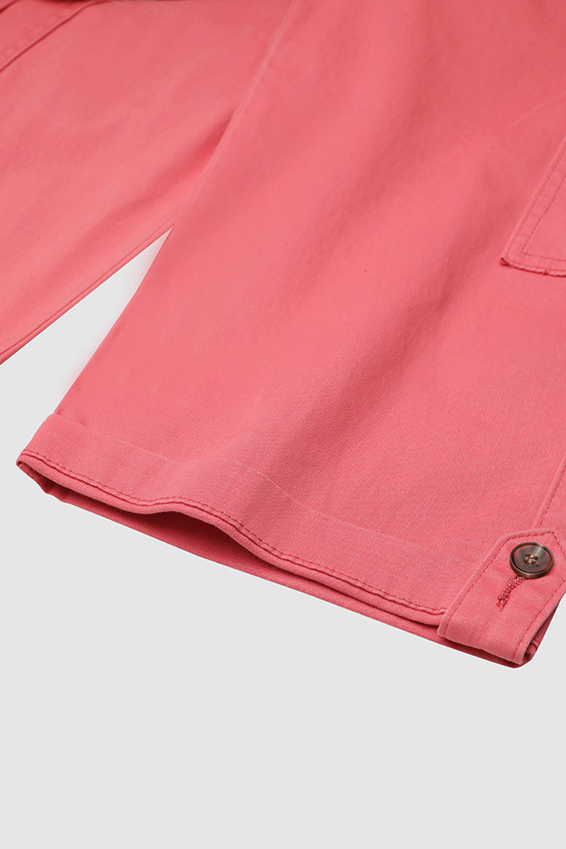 Παντελόνι κάπρι με τσέπες και ψηλή μέση, πιέτες στο κάτω μέρος και αρκετές τσέπες-GR