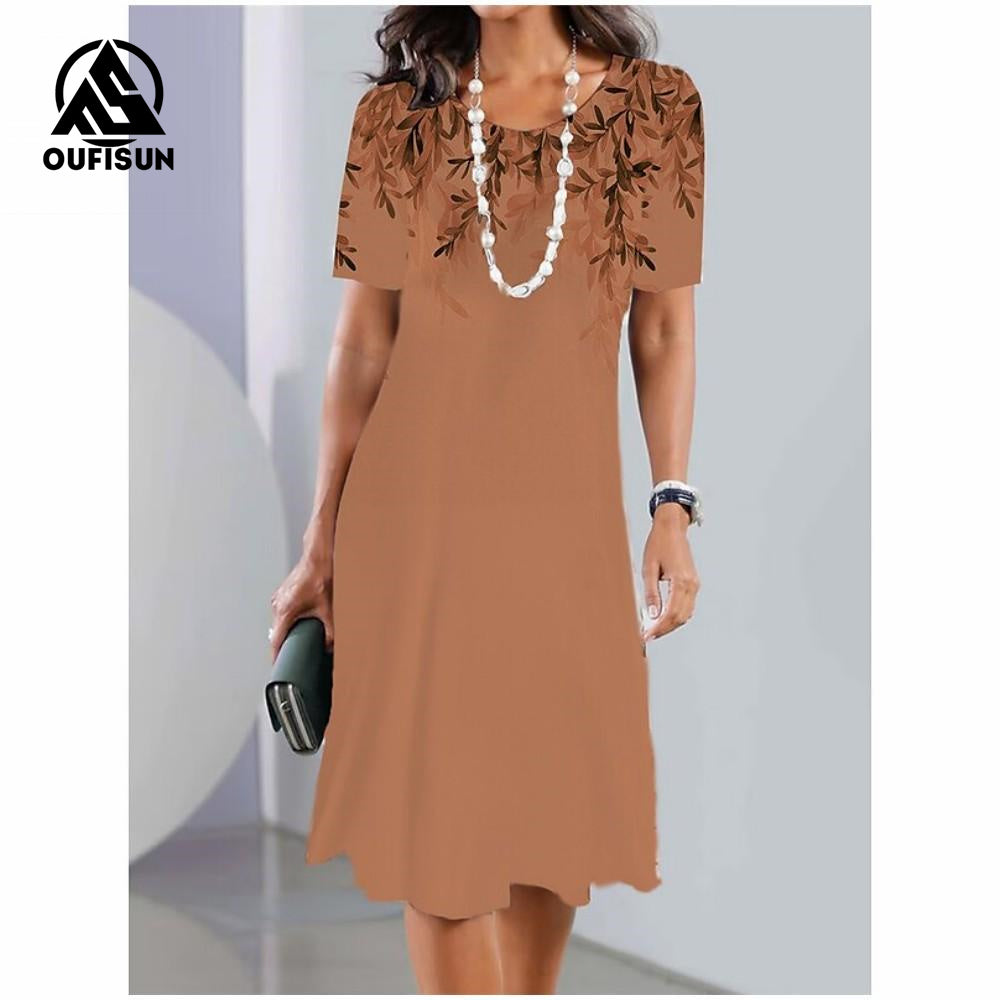 Μόδα φλοράλ στάμπα με κοντό μανίκι μάξι φορέματα πεταλούδα λουλουδάτο μακρύ φόρεμα-GR