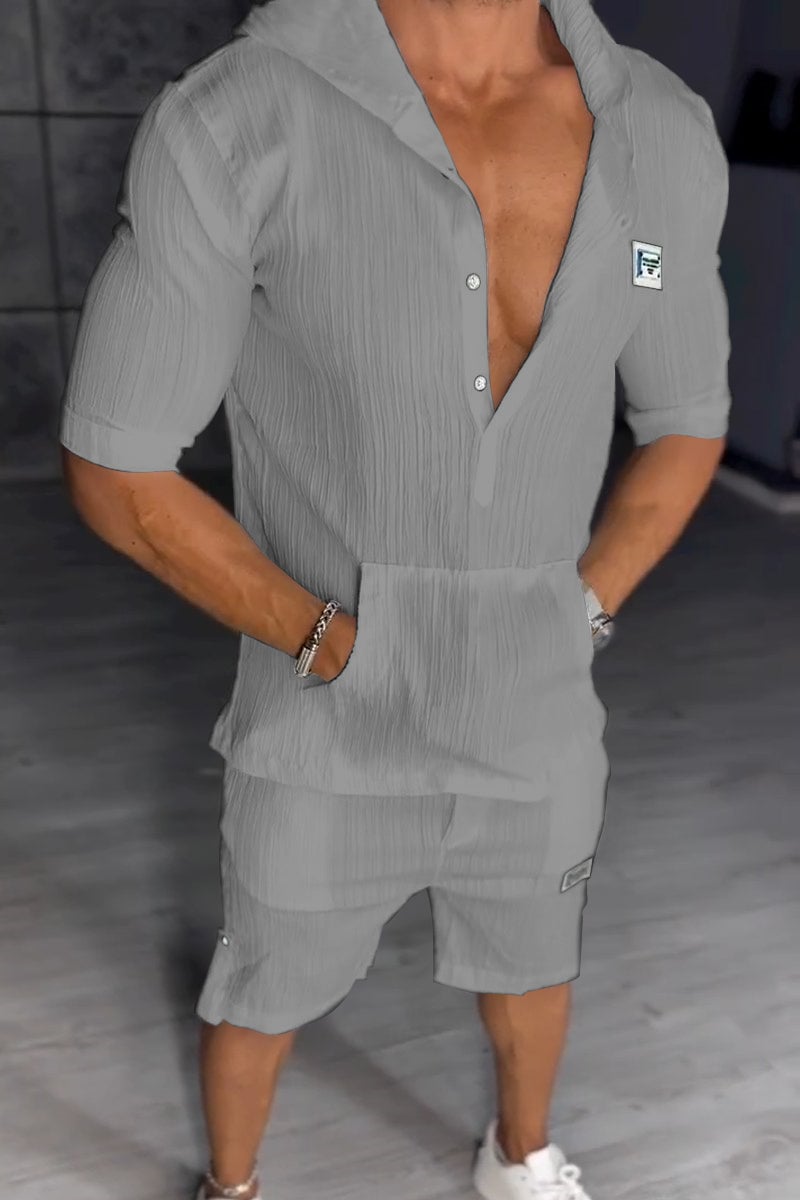 Εξαιρετικό ανδρικό σετ δύο τεμαχίων με κουκούλα-GR