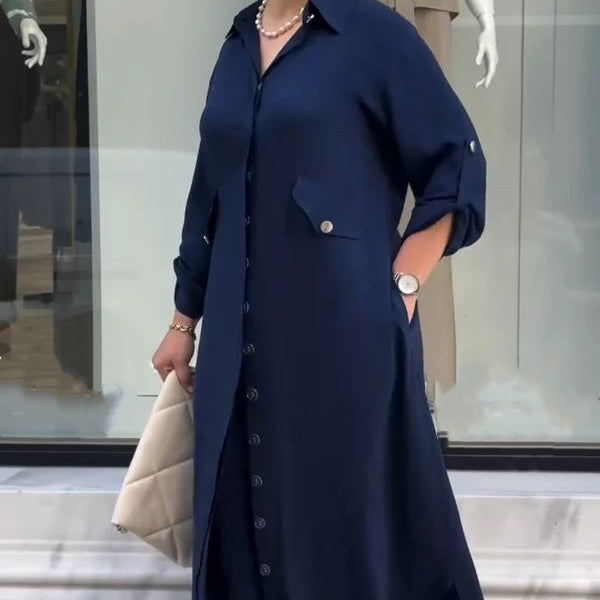 Πουκάμισο με κουμπιά και φαρδύ παντελόνι σετ δύο κομματιών-GR