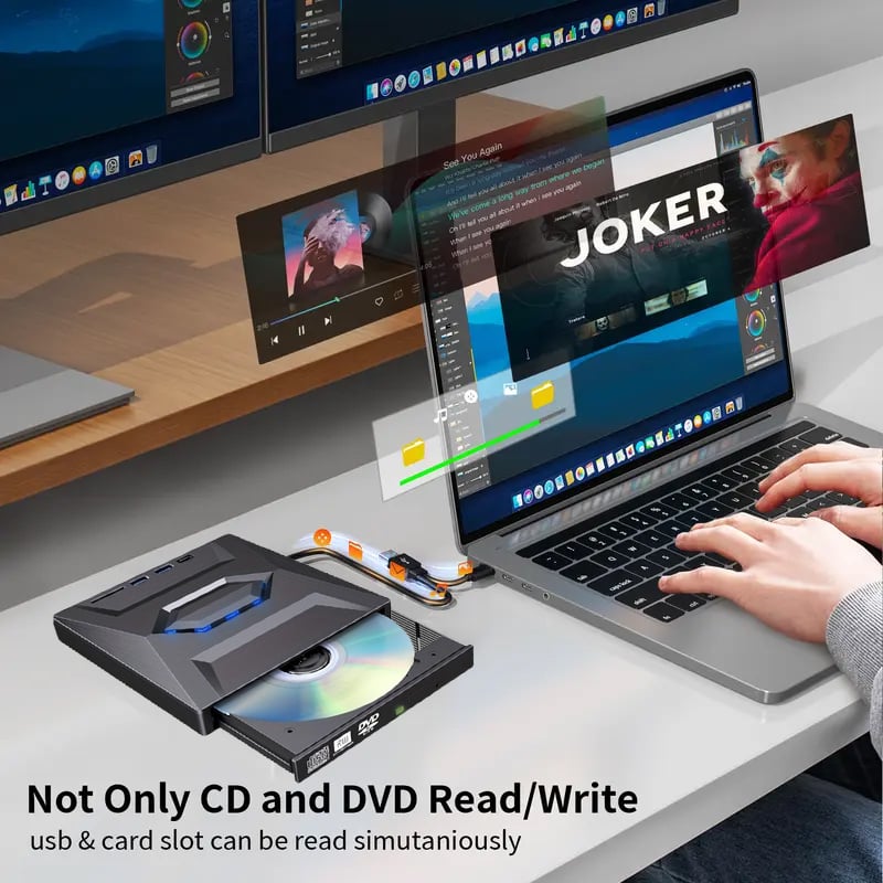Retro prenosni CD DVD predvajalnik USB C 3.0 prenosni CD zapisovalnik-SI
