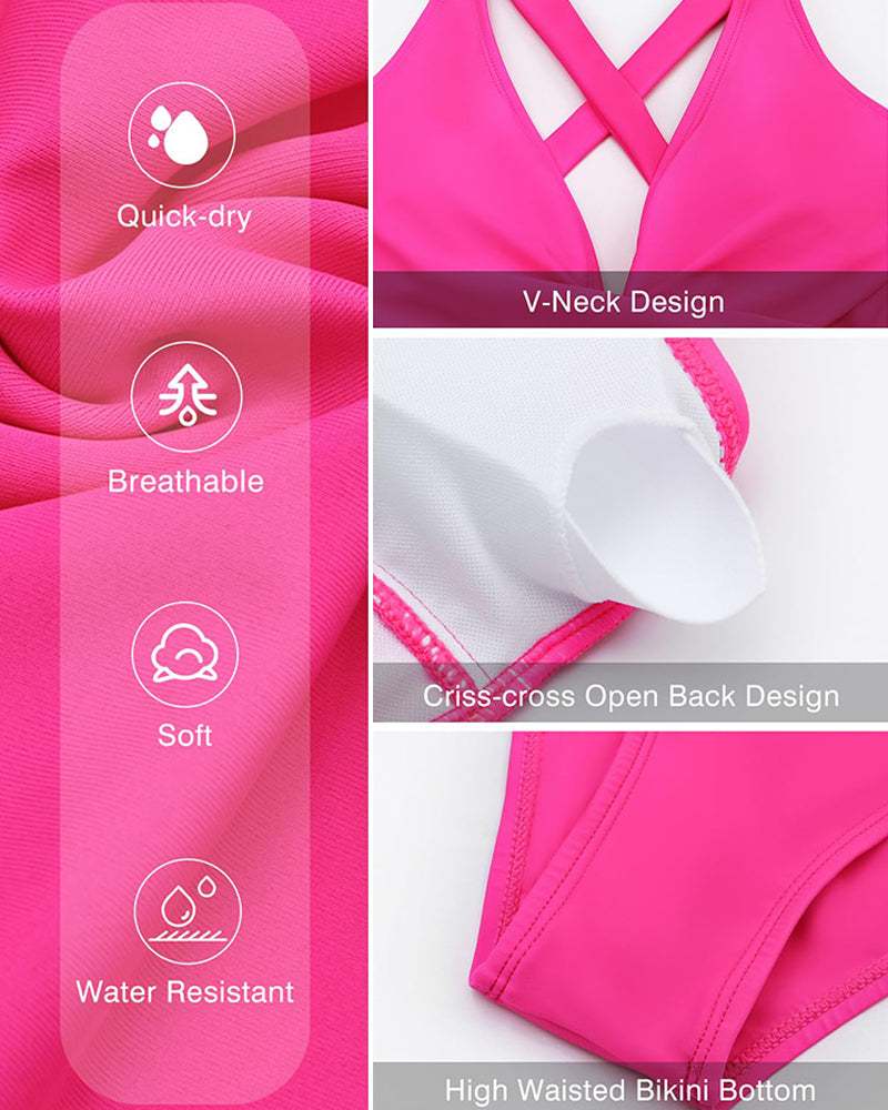 Traje de baño con escote en V pronunciado y diseño sin espalda.-ES